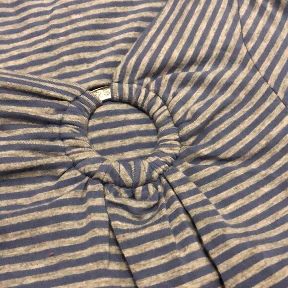 Michael Michael Kors Blue and Gray Striped Quarter Sleeve Blouse Size Medium - Picture 4 of 5